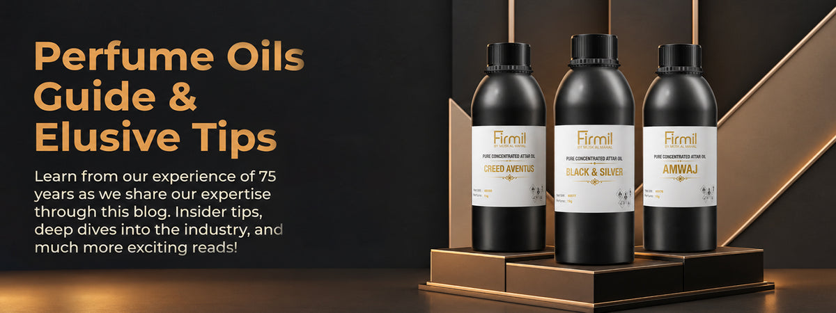Firmil perfume oil blog banner featuring concentrated attar oils and expert fragrance guides, tips and industry insights.
